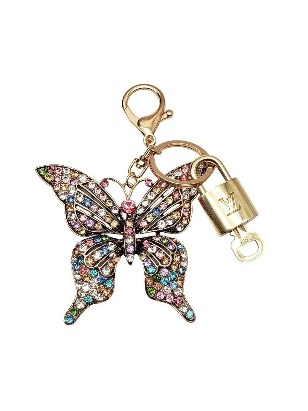 Authentic Louis Vuitton Padlock Gold 🔒 Key Set+Unbranded Butterfly Keychain